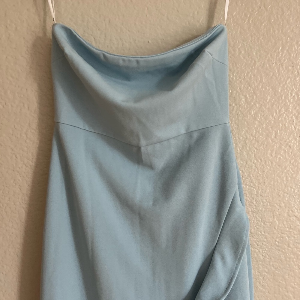 Lulu's Strapless Light Blue Ruffle Maxi Dress - Picture 6 of 6